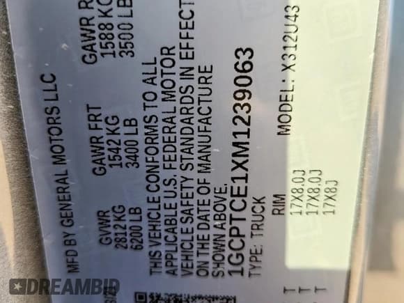 ✅ 2021 Chevrolet Colorado 4WD LT • VIN: 1GCPTCE1XM1239063 • Lot: 92888355. Listed on Copart with 41,054 mi. Free auction sales archive from the USA and detailed vehicle history report at DreamBid. Image 12.