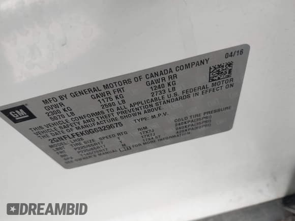 ✅ 2016 Chevrolet Equinox LT • VIN: 2GNFLFEK0G6329675 • Лот: 43295783. Опубликован ранее на IAAI с пробегом 113 059 миль. Бесплатный доступ к архиву аукционных продаж из США и подробный отчёт об истории автомобиля на DreamBid. Изображение 9.