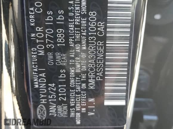 2024 Hyundai Venue SEL с VIN KMHRC8A30RU310608, выставлен на аукционе Copart как лот 75299764 с пробегом Не указан миль и Списание • Salvage title. История ставок и продаж доступна на DreamBid. Изображение 14.