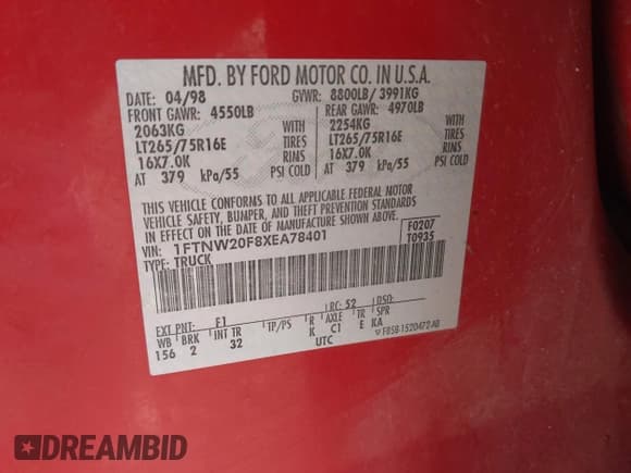 ✅ 1999 Ford F-250 XL • VIN: 1FTNW20F8XEA78401 • Lot: 43347971. Wystawiony na IAAI z przebiegiem 333 081 mil. Bezpłatny archiwum sprzedaży aukcyjnych z USA i szczegółowy raport historii pojazdu na DreamBid. Zdjęcie 9.