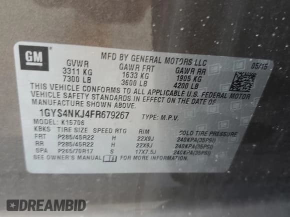 ✅ 2015 Cadillac Escalade Premium • VIN: 1GYS4NKJ4FR679267 • Lot: 82276835. Wystawiony na Copart z przebiegiem 131 134 mil. Bezpłatny archiwum sprzedaży aukcyjnych z USA i szczegółowy raport historii pojazdu na DreamBid. Zdjęcie 13.