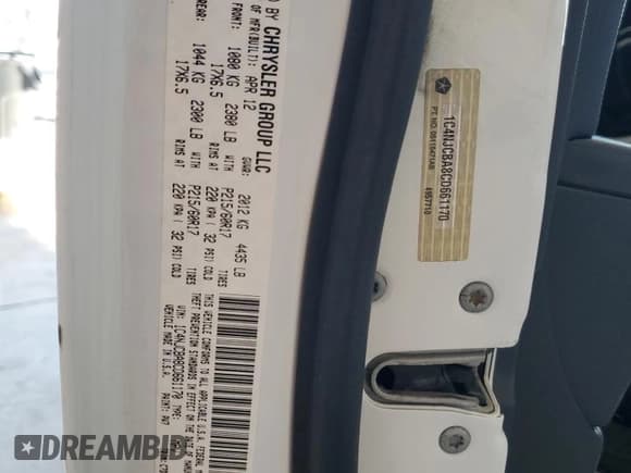 ✅ 2012 Jeep Compass Sport • VIN: 1C4NJCBA8CD661170 • Lot: 89848025. Listed on Copart with 168,247 mi. Free auction sales archive from the USA and detailed vehicle history report at DreamBid. Image 13.