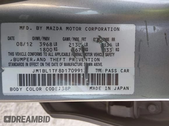 ✅ 2013 Mazda 3 i SV • VIN: JM1BL1TF8D1709913 • Лот: 43877818. Опубликован ранее на IAAI с пробегом 197 571 миль. Бесплатный доступ к архиву аукционных продаж из США и подробный отчёт об истории автомобиля на DreamBid. Изображение 9.