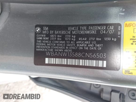 ✅ 2008 BMW 5 Series 535i • VIN: WBANW13588CN56503 • Lot: 43513526. Wystawiony na IAAI z przebiegiem 175 424 mil. Bezpłatny archiwum sprzedaży aukcyjnych z USA i szczegółowy raport historii pojazdu na DreamBid. Zdjęcie 9.