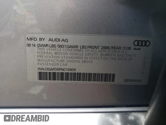 ✅ 2015 Audi A8 3.0T • VIN: WAU3GAFD9FN016909 • Lot: 85861825. Wystawiony na Copart z przebiegiem 103 974 mil. Bezpłatny archiwum sprzedaży aukcyjnych z USA i szczegółowy raport historii pojazdu na DreamBid. Zdjęcie 12.