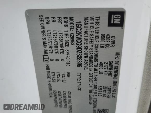 ✅ 2013 Chevrolet Silverado 2500HD Work Truck • VIN: 1GC2KVCG9DZ328396 • Лот: 90871375. Опубликован ранее на Copart с пробегом 85 994 миль. Бесплатный доступ к архиву аукционных продаж из США и подробный отчёт об истории автомобиля на DreamBid. Изображение 12.