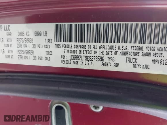 ✅ 2014 Ram 1500 Lone Star • VIN: 1C6RR7LT9ES273596 • Lot: 43846241. Listed on IAAI with 126,674 mi. Free auction sales archive from the USA and detailed vehicle history report at DreamBid. Image 9.