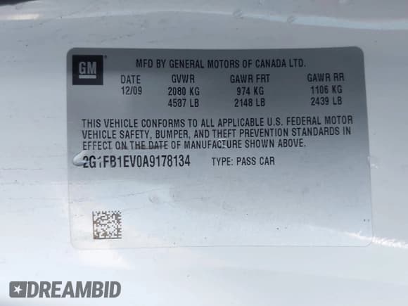 ✅ 2010 Chevrolet Camaro 1LT • VIN: 2G1FB1EV0A9178134 • Lot: 42790748. Listed on IAAI with 128,187 mi. Free auction sales archive from the USA and detailed vehicle history report at DreamBid. Image 9.