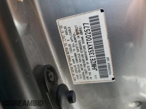 ✅ 2000 Honda Insight • VIN: JHMZE135XYT002577 • Lot: 69007085. Listed on Copart with 238,393 mi. Free auction sales archive from the USA and detailed vehicle history report at DreamBid. Image 12.