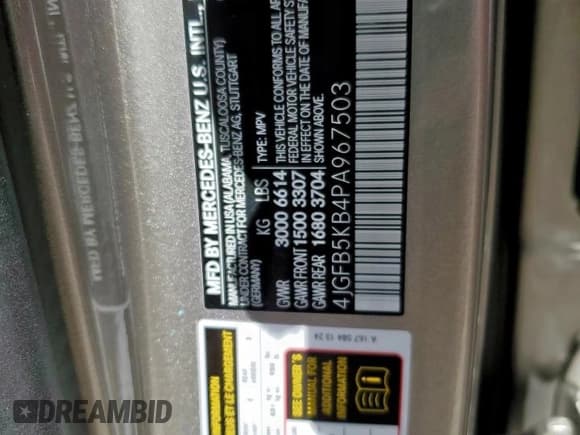 ✅ 2023 Mercedes-Benz GLE 450 • VIN: 4JGFB5KB4PA967503 • Lot: 57132525. Listed on Copart with 11,911 mi. Free auction sales archive from the USA and detailed vehicle history report at DreamBid. Image 12.