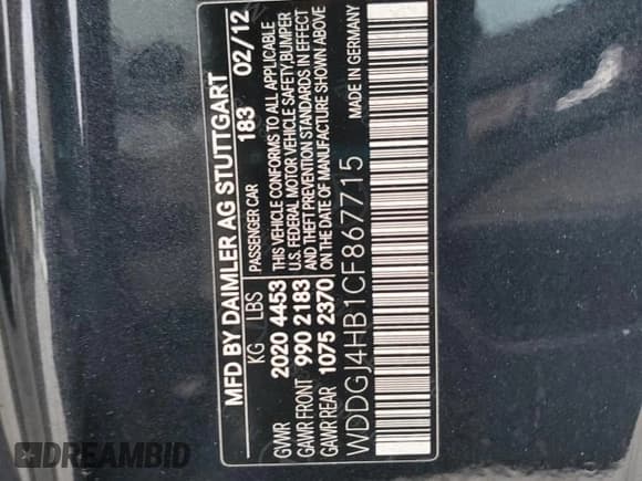 ✅ 2012 Mercedes-Benz C 250 • VIN: WDDGJ4HB1CF867715 • Lot: 85527185. Listed on Copart with 145,094 mi. Free auction sales archive from the USA and detailed vehicle history report at DreamBid. Image 12.