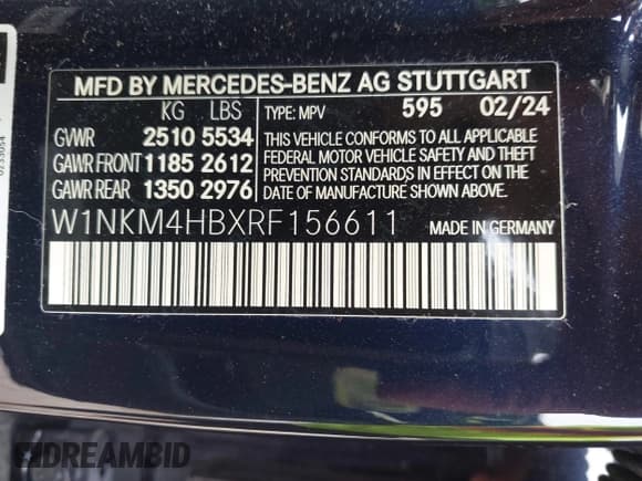 ✅ 2024 Mercedes-Benz GLC 300 • VIN: W1NKM4HBXRF156611 • Lot: 42579467. Listed on IAAI with 12,727 mi. Free auction sales archive from the USA and detailed vehicle history report at DreamBid. Image 9.