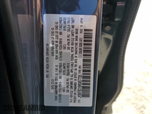 ✅ 2021 Mazda CX-5 Carbon Edition • VIN: JM3KFBCY8M0457706 • Лот: 90372035. Опубликован ранее на Copart с пробегом 38 185 миль. Бесплатный доступ к архиву аукционных продаж из США и подробный отчёт об истории автомобиля на DreamBid. Изображение 12.