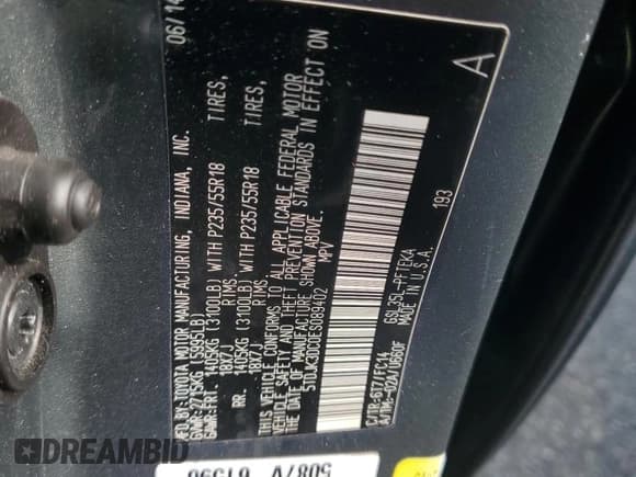 ✅ 2014 Toyota Sienna LE • VIN: 5TDJK3DC0ES089402 • Лот: 65957745. Опубликован ранее на Copart с пробегом 209 402 миль. Бесплатный доступ к архиву аукционных продаж из США и подробный отчёт об истории автомобиля на DreamBid. Изображение 13.