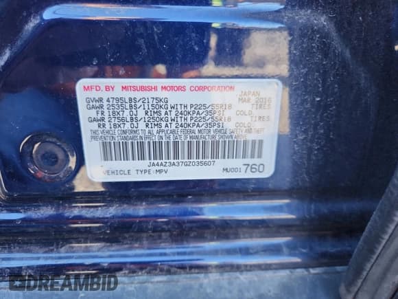 ✅ 2016 Mitsubishi Outlander SE • VIN: JA4AZ3A37GZ035607 • Lot: 90928365. Listed on Copart with 89,341 mi. Free auction sales archive from the USA and detailed vehicle history report at DreamBid. Image 12.