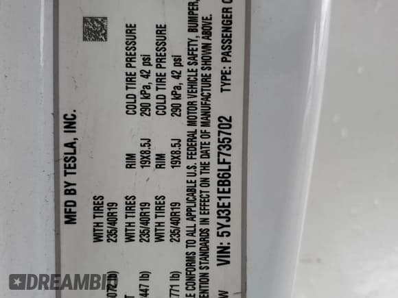 ✅ 2020 Tesla Model 3 Long Range • VIN: 5YJ3E1EB6LF735702 • Lot: 86524175. Wystawiony na Copart z przebiegiem 155 211 mil. Bezpłatny archiwum sprzedaży aukcyjnych z USA i szczegółowy raport historii pojazdu na DreamBid. Zdjęcie 12.
