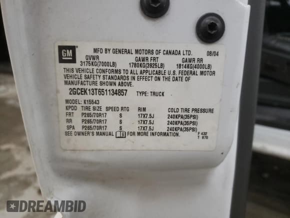 ✅ 2005 Chevrolet Silverado 1500 Z71 • VIN: 2GCEK13T651134857 • Лот: 82907694. Опубликован ранее на Copart с пробегом 176 023 миль. Бесплатный доступ к архиву аукционных продаж из США и подробный отчёт об истории автомобиля на DreamBid. Изображение 12.