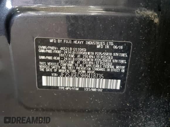 2017 Subaru Forester Premium z VIN JF2SJGEC9HH418735, wystawiony jako Copart lot #81337315 z przebiegiem 143 186 mil mil oraz Szkoda całkowita • Salvage title. Historia ofert i sprzedaży dostępna na DreamBid. Obrazek 13.