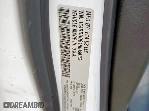 ✅ 2024 Dodge Durango GT • VIN: 1C4RDHDG1RC190162 • Лот: 81749805. Опубликован ранее на Copart с пробегом Не указан. Бесплатный доступ к архиву аукционных продаж из США и подробный отчёт об истории автомобиля на DreamBid. Изображение 13.