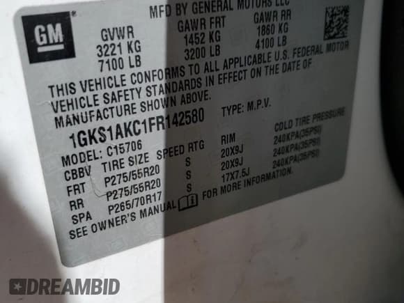 ✅ 2015 GMC Yukon SLE • VIN: 1GKS1AKC1FR142580 • Лот: 90674495. Опубликован ранее на Copart с пробегом 63 106 миль. Бесплатный доступ к архиву аукционных продаж из США и подробный отчёт об истории автомобиля на DreamBid. Изображение 13.