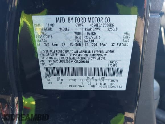 ✅ 2010 Ford Escape Limited • VIN: 1FMCU0EG3AKB29648 • Lot: 43696541. Wystawiony na IAAI z przebiegiem 129 513 mil. Bezpłatny archiwum sprzedaży aukcyjnych z USA i szczegółowy raport historii pojazdu na DreamBid. Zdjęcie 9.