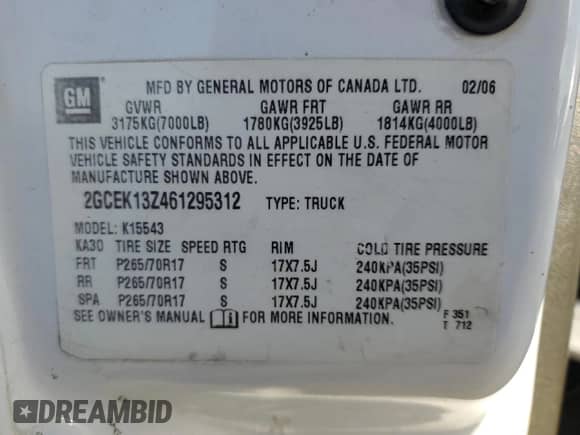 2006 Chevrolet Silverado 1500 LT1 with VIN 2GCEK13Z461295312, listed as a Copart auction lot 71477394 with 163,832 mi miles and Salvage title. Bid and sale history available at DreamBid. Image 15.