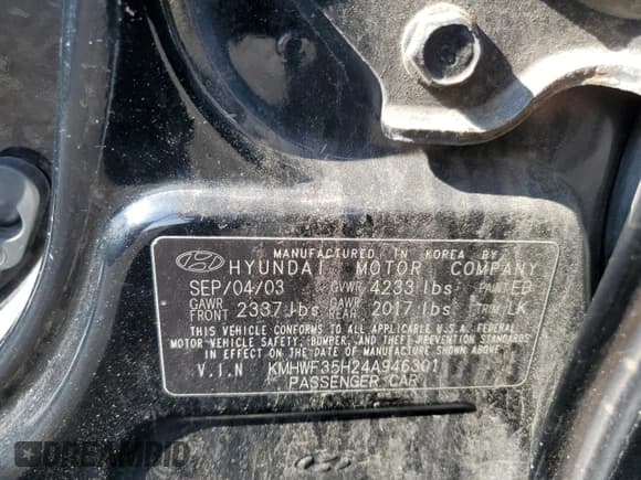 ✅ 2004 Hyundai Sonata GLS • VIN: KMHWF35H24A946301 • Lot: 63486185. Listed on Copart with 84,664 mi. Free auction sales archive from the USA and detailed vehicle history report at DreamBid. Image 12.