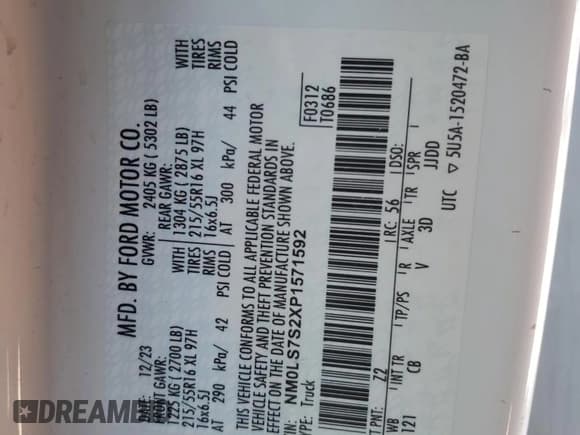 ✅ 2023 Ford Transit Connect XL • VIN: NM0LS7S2XP1571592 • Лот: 50056955. Опубликован ранее на Copart с пробегом 52 247 миль. Бесплатный доступ к архиву аукционных продаж из США и подробный отчёт об истории автомобиля на DreamBid. Изображение 13.