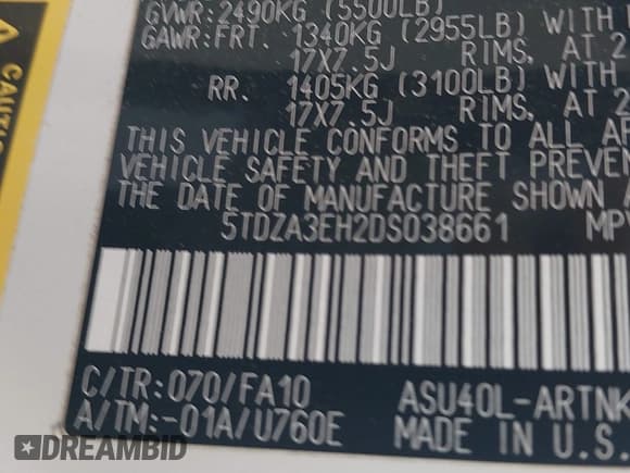 ✅ 2013 Toyota Highlander • VIN: 5TDZA3EH2DS038661 • Lot: 40925630. Listed on IAAI with 143,773 mi. Free auction sales archive from the USA and detailed vehicle history report at DreamBid. Image 9.