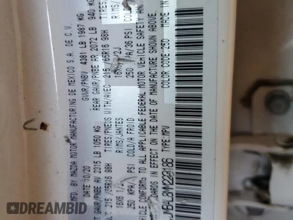 ✅ 2021 Mazda CX-30 S • VIN: 3MVDMBAL8MM223186 • Lot: 71002145. Wystawiony na Copart z przebiegiem 48 098 mil. Bezpłatny archiwum sprzedaży aukcyjnych z USA i szczegółowy raport historii pojazdu na DreamBid. Zdjęcie 12.