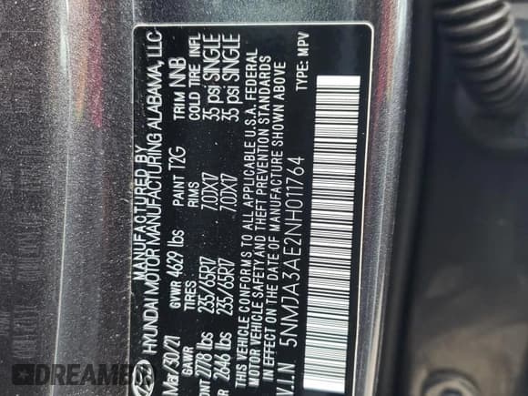 ✅ 2022 Hyundai Tucson SE • VIN: 5NMJA3AE2NH011764 • Lot: 74392024. Wystawiony na Copart z przebiegiem Nie podano. Bezpłatny archiwum sprzedaży aukcyjnych z USA i szczegółowy raport historii pojazdu na DreamBid. Zdjęcie 14.