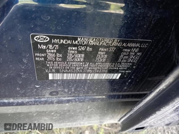 ✅ 2021 Hyundai Santa Fe SEL • VIN: 5NMS2DAJ7MH346196 • Lot: 59337063. Wystawiony na Copart z przebiegiem 16 060 mil. Bezpłatny archiwum sprzedaży aukcyjnych z USA i szczegółowy raport historii pojazdu na DreamBid. Zdjęcie 12.