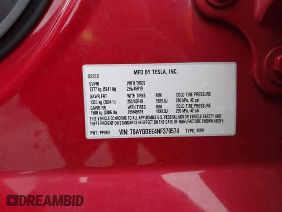 ✅ 2022 Tesla Model Y Long Range • VIN: 7SAYGDEE4NF379574 • Lot: 42263382. Wystawiony na IAAI z przebiegiem 77 539 mil. Bezpłatny archiwum sprzedaży aukcyjnych z USA i szczegółowy raport historii pojazdu na DreamBid. Zdjęcie 9.