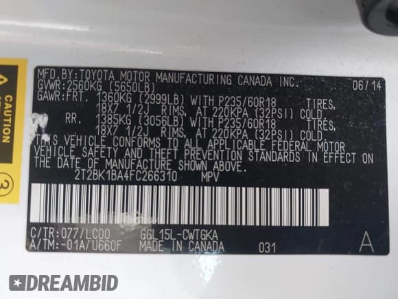 ✅ 2015 Lexus RX 350 • VIN: 2T2BK1BA4FC266310 • Lot: 43678798. Listed on IAAI with 116,672 mi. Free auction sales archive from the USA and detailed vehicle history report at DreamBid. Image 9.