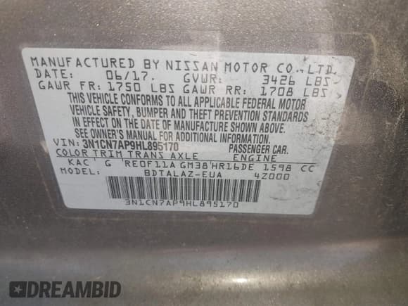 ✅ 2017 Nissan Versa S • VIN: 3N1CN7AP9HL895170 • Lot: 42053386. Wystawiony na IAAI z przebiegiem 153 202 mil. Bezpłatny archiwum sprzedaży aukcyjnych z USA i szczegółowy raport historii pojazdu na DreamBid. Zdjęcie 9.