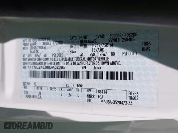 ✅ 2008 Ford Econoline Cargo Commercial • VIN: 1FTNE24L88DA02395 • Лот: 43042853. Опубликован ранее на IAAI с пробегом 184 290 миль. Бесплатный доступ к архиву аукционных продаж из США и подробный отчёт об истории автомобиля на DreamBid. Изображение 9.
