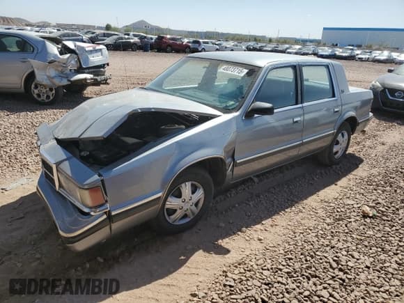 ✅ 1991 Dodge Dynasty LE • VIN: 1B3XC56R9MD115785 • Lot: 48073715. Listed on Copart with 64,483 mi. Free auction sales archive from the USA and detailed vehicle history report at DreamBid. Image 1.