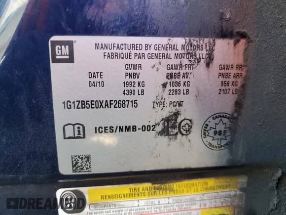 ✅ 2010 Chevrolet Malibu 1LS • VIN: 1G1ZB5E0XAF268715 • Lot: 60911304. Listed on Copart with 148,369 mi. Free auction sales archive from the USA and detailed vehicle history report at DreamBid. Image 12.