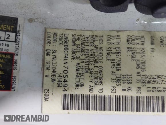 ✅ 2020 Nissan Frontier SV • VIN: 1N6ED0CF4LN705494 • Лот: 42515052. Опубликован ранее на IAAI с пробегом 70 987 миль. Бесплатный доступ к архиву аукционных продаж из США и подробный отчёт об истории автомобиля на DreamBid. Изображение 9.