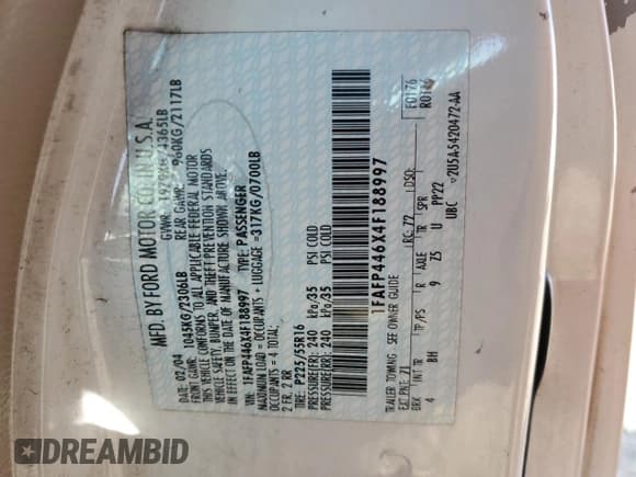 ✅ 2004 Ford Mustang Deluxe • VIN: 1FAFP446X4F188997 • Lot: 70017305. Wystawiony na Copart z przebiegiem 201 738 mil. Bezpłatny archiwum sprzedaży aukcyjnych z USA i szczegółowy raport historii pojazdu na DreamBid. Zdjęcie 12.