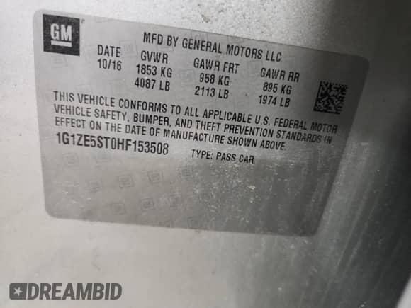 2017 Chevrolet Malibu LT z VIN 1G1ZE5ST0HF153508, wystawiony jako Copart lot #70751295 z przebiegiem 93 558 mil mil oraz Czysty tytuł • Clean title. Historia ofert i sprzedaży dostępna na DreamBid. Obrazek 12.