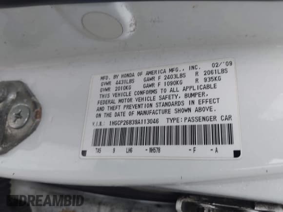 ✅ 2009 Honda Accord EX-L • VIN: 1HGCP26839A113046 • Lot: 43570347. Wystawiony na IAAI z przebiegiem 214 928 mil. Bezpłatny archiwum sprzedaży aukcyjnych z USA i szczegółowy raport historii pojazdu na DreamBid. Zdjęcie 9.