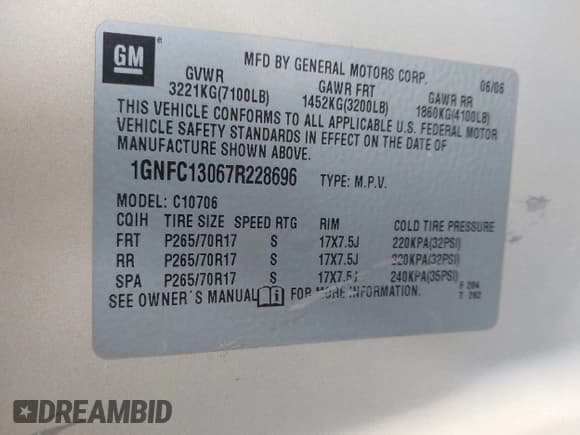 ✅ 2007 Chevrolet Tahoe LT • VIN: 1GNFC13067R228696 • Lot: 43803901. Listed on IAAI with 303,489 mi. Free auction sales archive from the USA and detailed vehicle history report at DreamBid. Image 9.