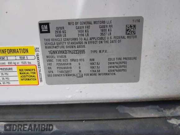 ✅ 2017 Chevrolet Traverse LT • VIN: 1GNKVHKD7HJ222895 • Lot: 42191517. Wystawiony na IAAI z przebiegiem Nie podano. Bezpłatny archiwum sprzedaży aukcyjnych z USA i szczegółowy raport historii pojazdu na DreamBid. Zdjęcie 9.