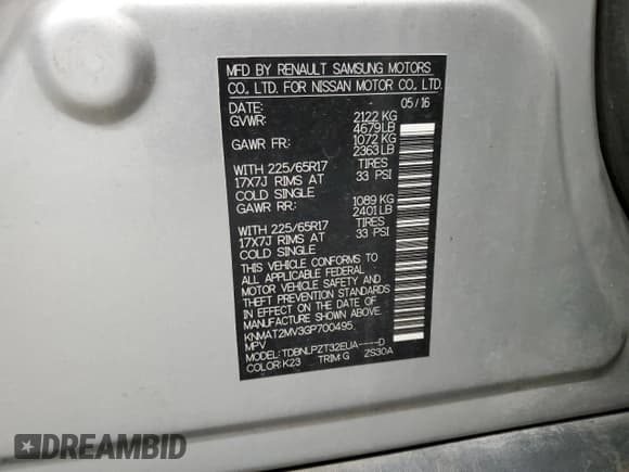 ✅ 2016 Nissan Rogue SV • VIN: KNMAT2MV3GP700495 • Lot: 92724595. Listed on Copart with 81,905 mi. Free auction sales archive from the USA and detailed vehicle history report at DreamBid. Image 14.