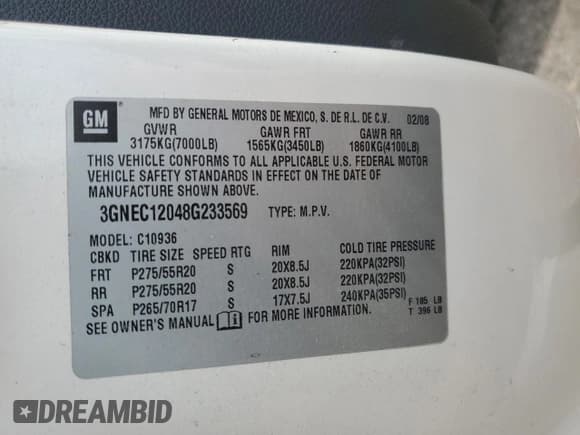 ✅ 2008 Chevrolet Avalanche 2LT • VIN: 3GNEC12048G233569 • Lot: 56966565. Wystawiony na Copart z przebiegiem 17 228 mil. Bezpłatny archiwum sprzedaży aukcyjnych z USA i szczegółowy raport historii pojazdu na DreamBid. Zdjęcie 12.