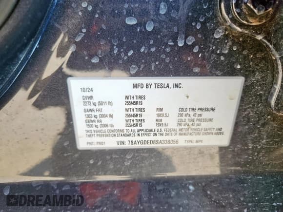 ✅ 2025 Tesla Model Y Long Range • VIN: 7SAYGDED8SA338056 • Лот: 67119205. Опубликован ранее на Copart с пробегом 9 715 миль. Бесплатный доступ к архиву аукционных продаж из США и подробный отчёт об истории автомобиля на DreamBid. Изображение 14.