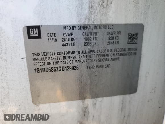 ✅ 2016 Chevrolet Volt Premier • VIN: 1G1RD6S52GU129926 • Lot: 81294744. Wystawiony na Copart z przebiegiem 56 569 mil. Bezpłatny archiwum sprzedaży aukcyjnych z USA i szczegółowy raport historii pojazdu na DreamBid. Zdjęcie 12.