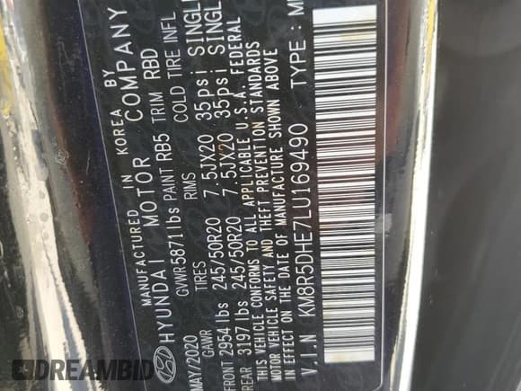 ✅ 2020 Hyundai Palisade Limited • VIN: KM8R5DHE7LU169490 • Лот: 73813654. Опубликован ранее на Copart с пробегом Не указан. Бесплатный доступ к архиву аукционных продаж из США и подробный отчёт об истории автомобиля на DreamBid. Изображение 13.