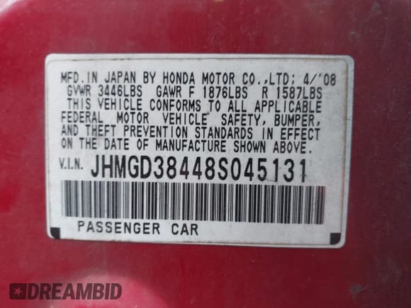 ✅ 2008 Honda Fit • VIN: JHMGD38448S045131 • Лот: 43400864. Опубликован ранее на IAAI с пробегом 100 915 миль. Бесплатный доступ к архиву аукционных продаж из США и подробный отчёт об истории автомобиля на DreamBid. Изображение 9.